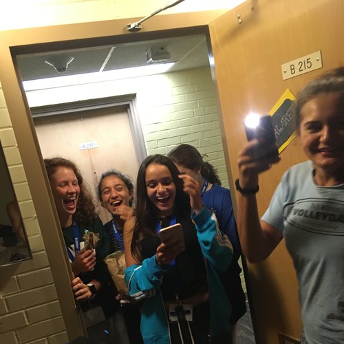 Making popcorn and bounding in the dorms 