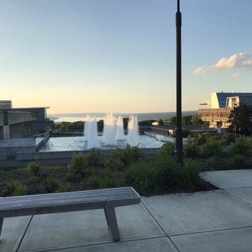One of the many water fountains at the college.